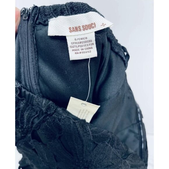 Sans Souci Women's Floral Lace Mini Dress Size Small Black Strapless New - Picture 9 of 11